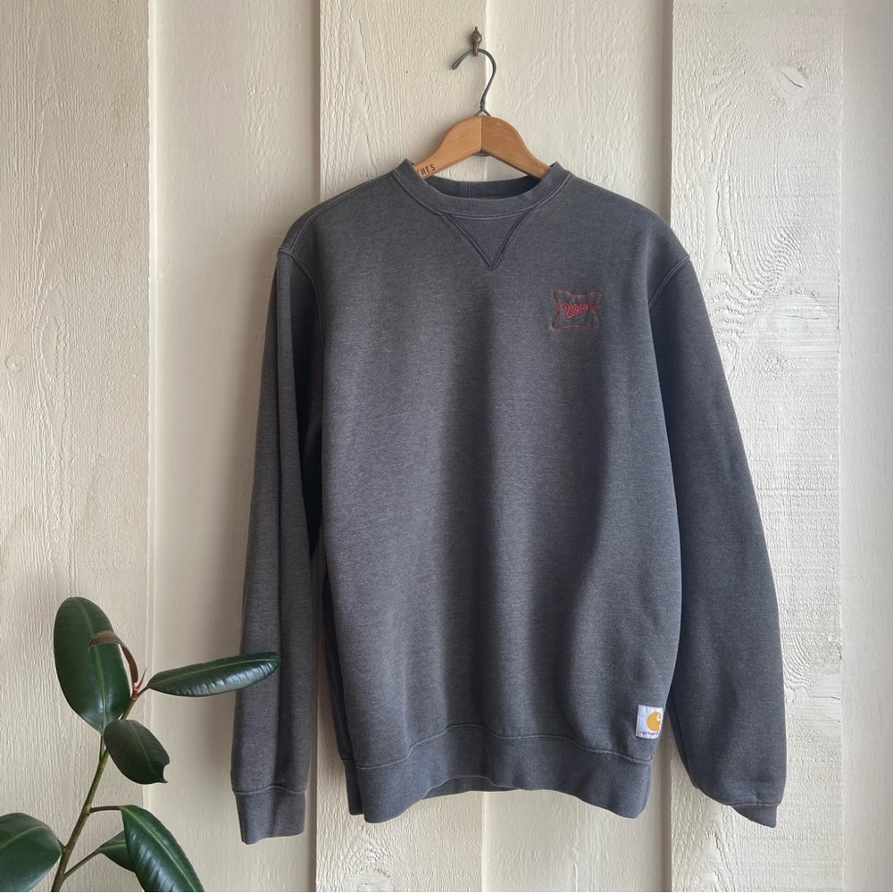 Carhartt Loose Fit Gray Crewneck Sweatshirt • Miller Embroidered • Size Small